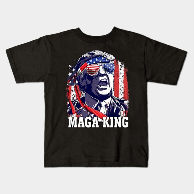 Anti Joe Biden Ultra Maga The Return Of The Great Maga King Kids T-Shirt by nikolay